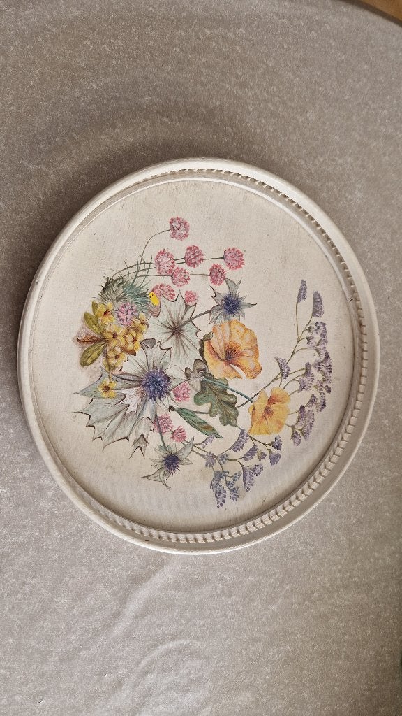 brocant houten dienblad beschilderd ., Ophalen of Verzenden