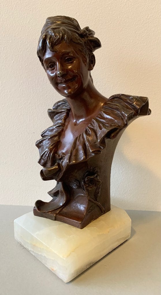 Frans Antiek Bronzen Buste ~ Georges van der Straeten, Ophalen, Brons