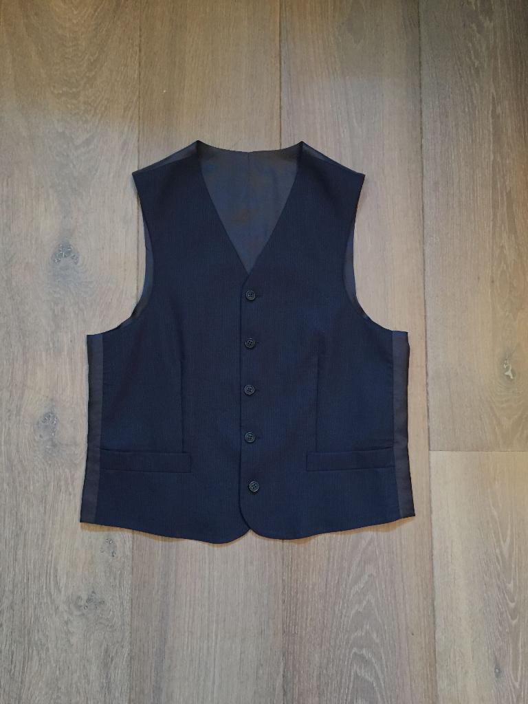 NIEUW Zuiver scheerwol blauwe gilet & fijn streepje; 46/48, Blauw, Nieuw, Ophalen of Verzenden, Schildt; made in Italy