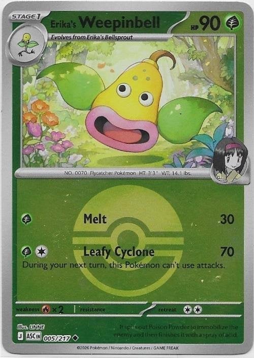 Ascended Heroes,  Erika's Weepinbell [rev. ball] 5/217, Verzenden, Nieuw, Losse kaart