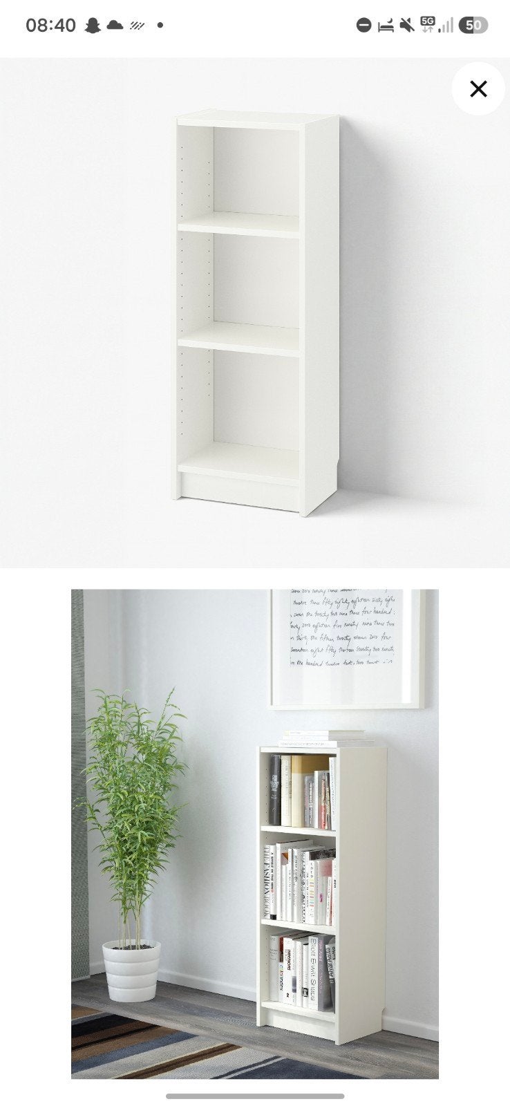 2x IKEA Billy Boekenkast - Wit, Ophalen, Met plank(en), Minder dan 50 cm, Modern, Scandinavisch