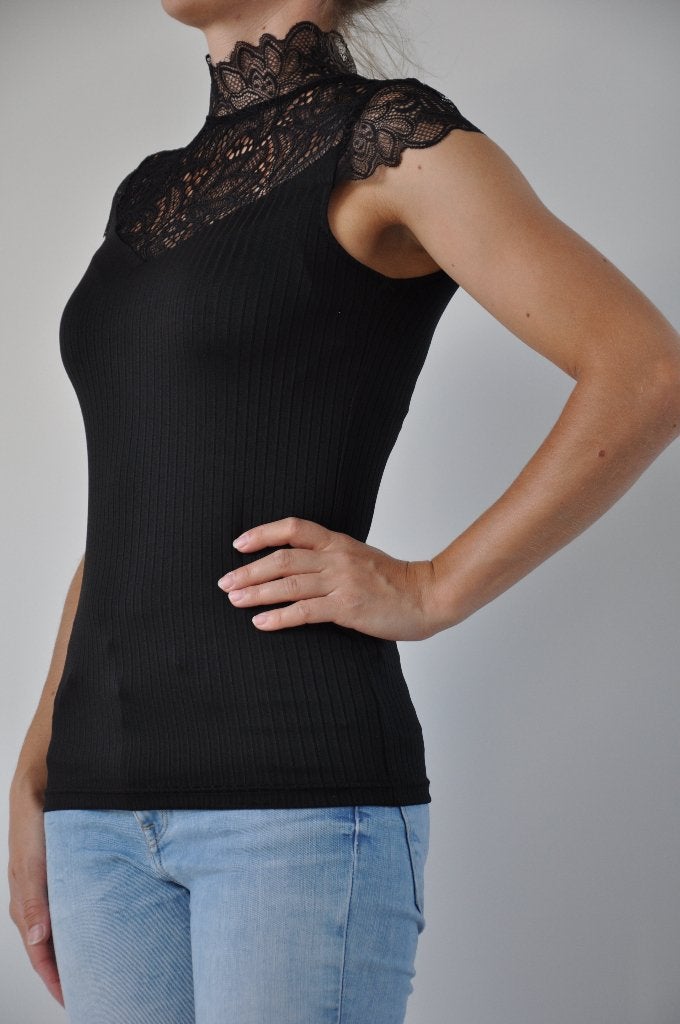 top xs, top met kant xs, 34, dameskleding xs, Zwart, Nieuw, Ophalen of Verzenden, Zonder mouw