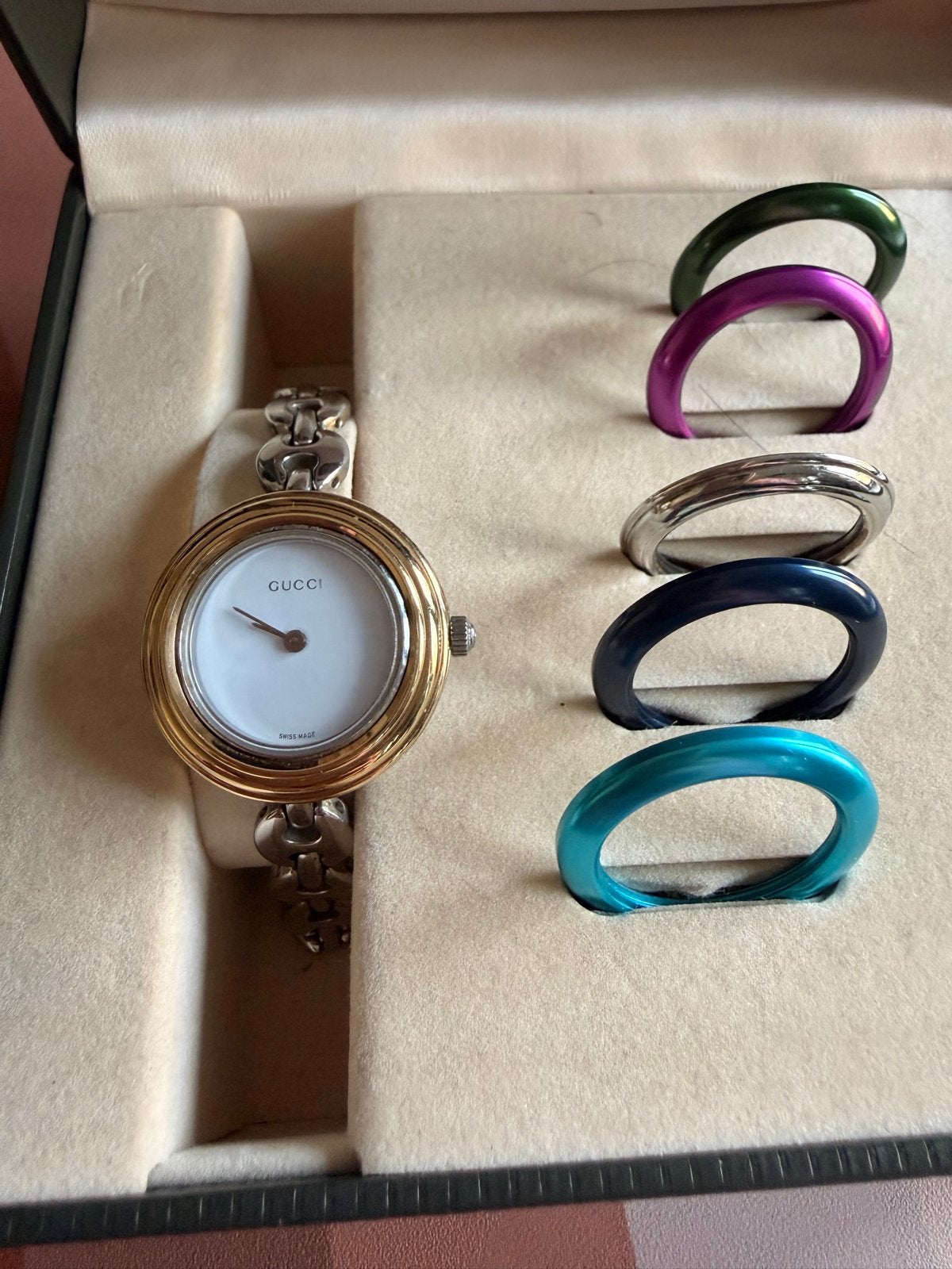 Gucci bezel Horloge met Verwisselbare Ringen, Overige merken, Gebruikt, Polshorloge, Ophalen of Verzenden