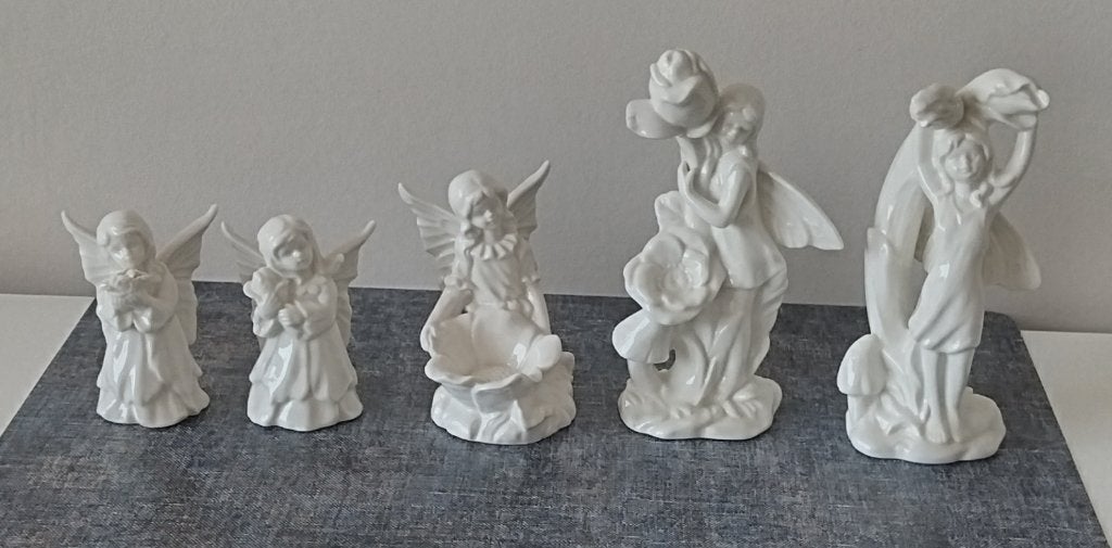 Set van 5 Witte Engelen en Feeën Beeldjes, Ophalen of Verzenden, Zo goed als nieuw, Fantasy