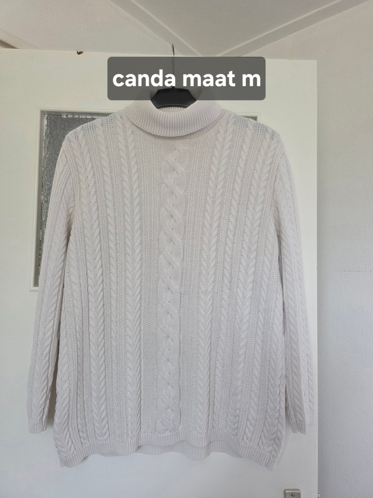 Canda C&A Witte Kabelgebreide Coltrui Maat M, Maat 38/40 (M), Wit, Ophalen of Verzenden, Gedragen