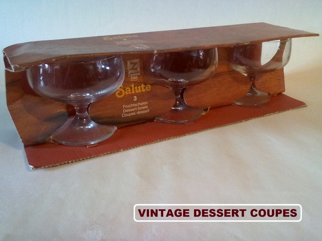 Vintage Retro jaren 70 Salute glazen Dessertcoupes schaaltje, Ophalen, Glas of Glazen, Overige merken, Vintage