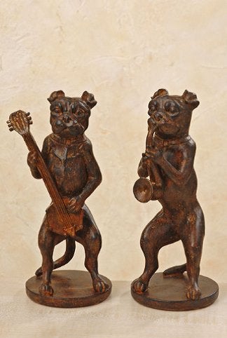 Leuk Beeld Hond, boxer met sax gitaar muziekinstrument, kado, Ophalen of Verzenden, Nieuw, Bruin, Kunststof