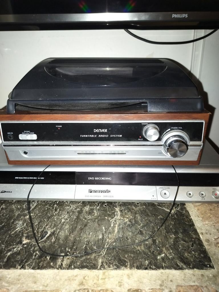 Denver Platenspeler met Radio - Vintage Look, Ophalen, Gebruikt, Platenspeler, Overige merken