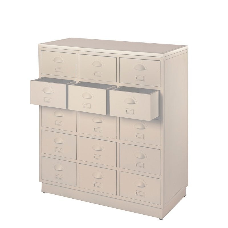 IJzeren Vintage Refurbished 15 Ladekast Retro Apothekerkast, Info@dehanzeherten.nl, De Hanze Herten BV, 5 laden of meer, Nieuw