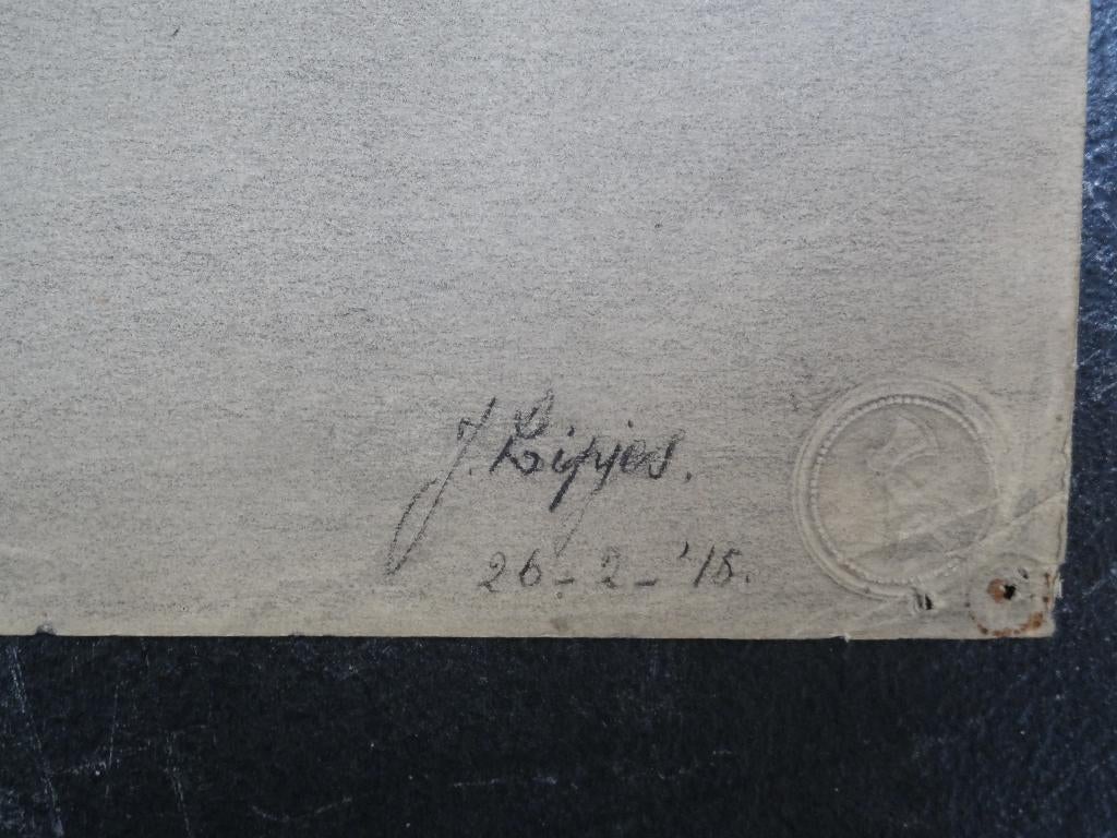 potloodtekening stilleven kruik en schaal, J. Lipjes, 1915, Antiek en Kunst, Verzenden