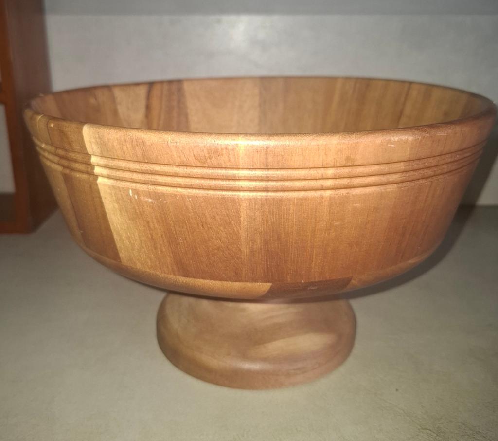 Houten fruitschaal, schaal op voet van Zara Home, Schaal, Rond, Ophalen of Verzenden, Zo goed als nieuw