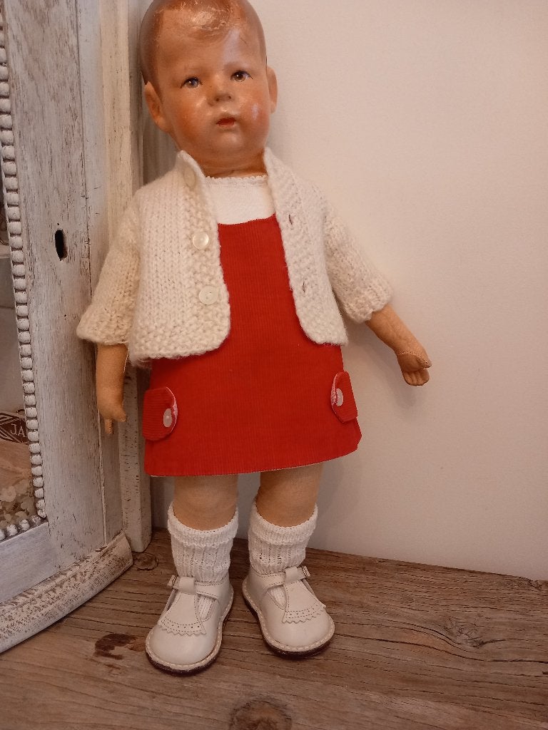 Vintage GEMS poppenjurkje met wollen vestje. jaren 50, Ophalen of Verzenden, Zo goed als nieuw, Kleertjes
