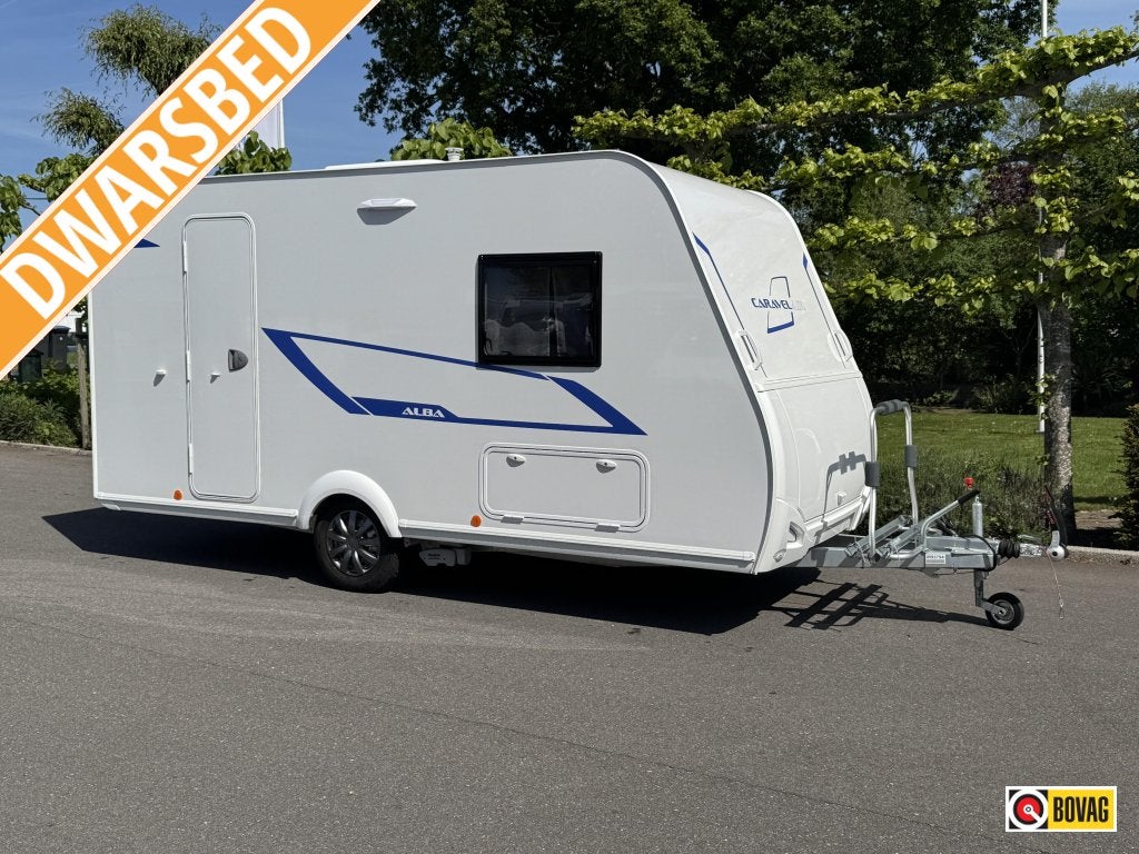 Caravelair Alba 400 Mover,voortent,Nieuwstaat, Caravans en Kamperen, Caravans, Bedrijf, Treinzit, Caravelair, Dwarsbed