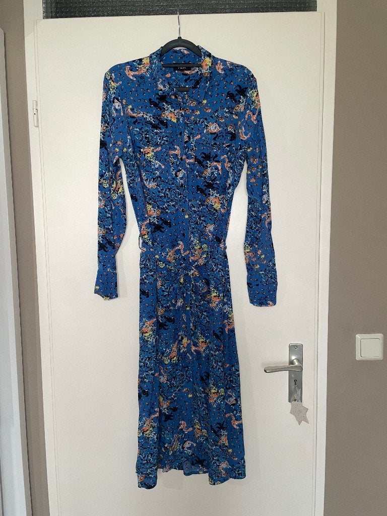 ALIX THE LABEL blauwe lange blouse jurk dress mt L, Alix the label, Blauw, Maat 42/44 (L), Ophalen of Verzenden