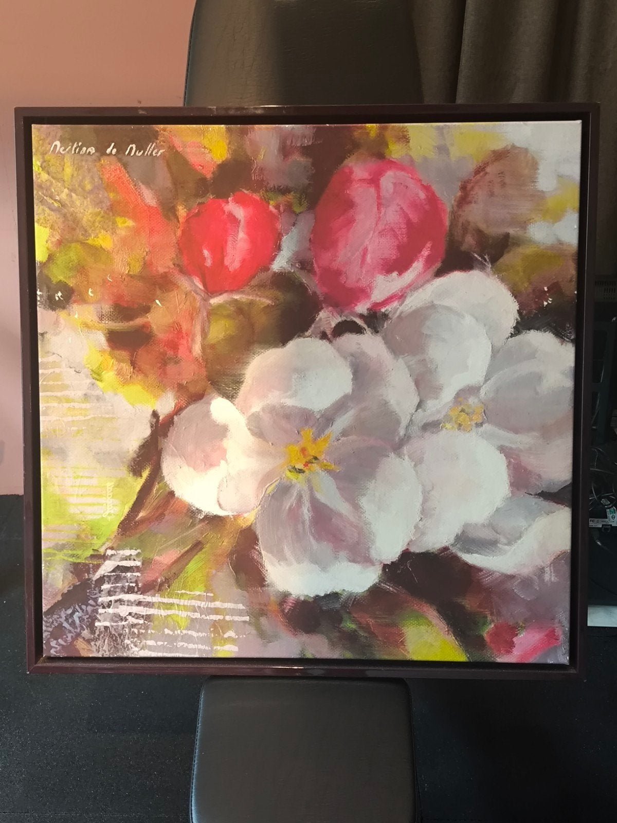 Schilderij 'Bloemen' van D. de Muller - Acryl op doek, Acrylverf, Ophalen of Verzenden, Handgeschilderd, Bloemen