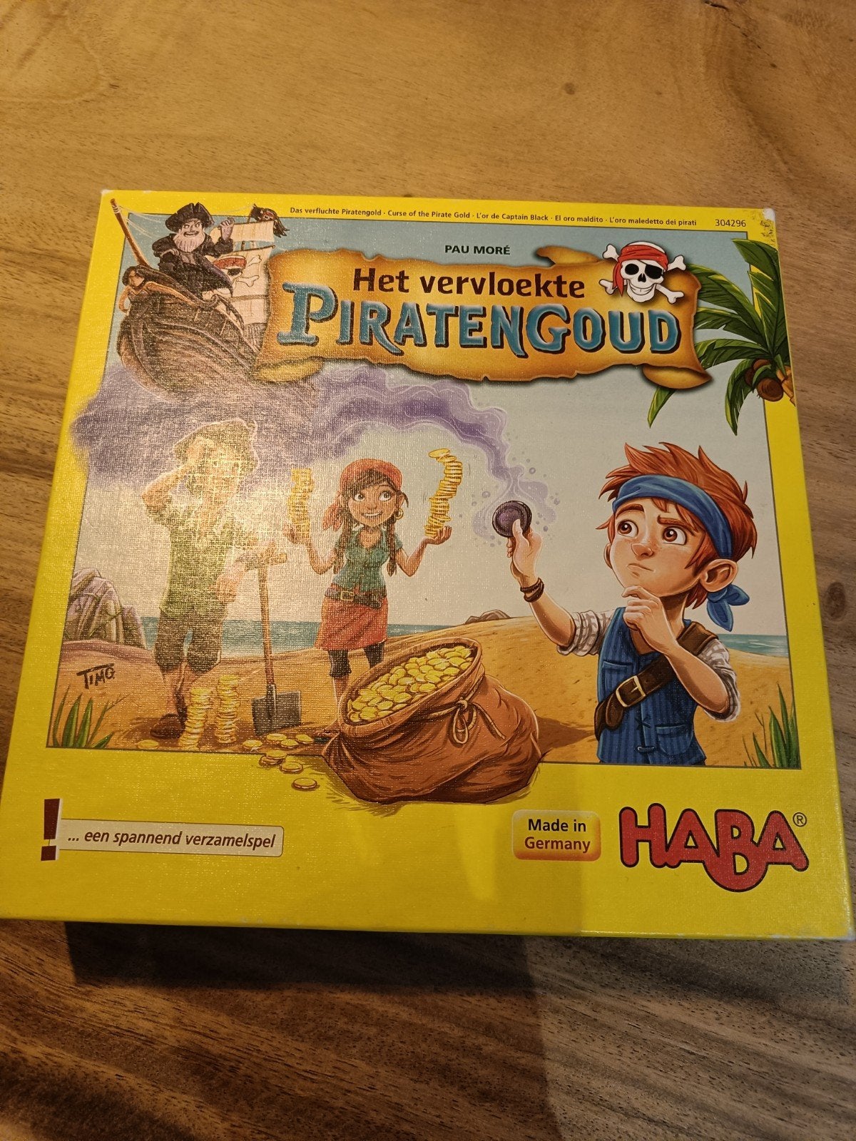 HABA Het Vervloekte Piratengoud - Spannend Verzamelspel, Drie of vier spelers, Ophalen of Verzenden, Zo goed als nieuw, HABA