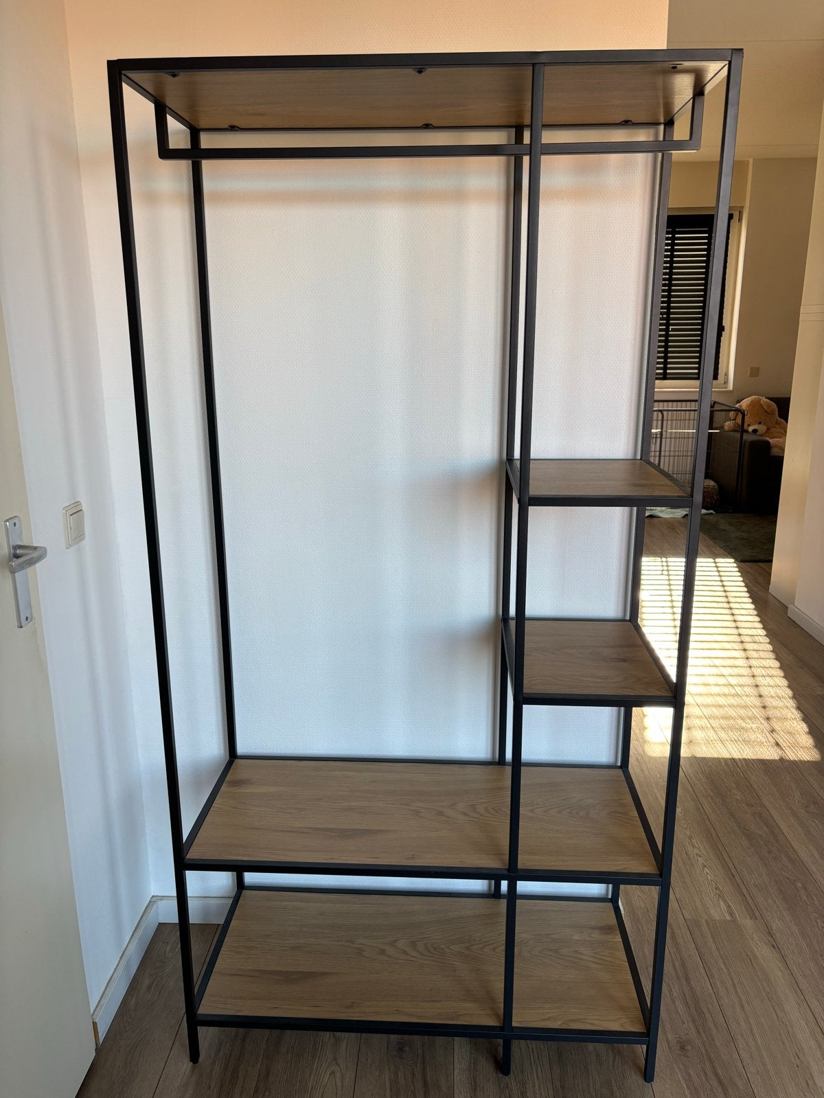 Kledingrek met planken - Industrieel design, Ophalen, Met plank(en), 50 tot 100 cm, Zo goed als nieuw