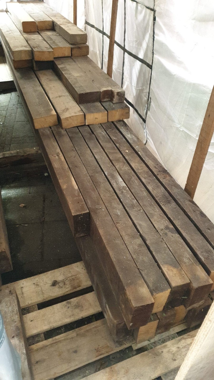 Houten vloerbalken voor hergebruik, Tuin en Terras, Ophalen, Gebruikt, 250 cm of meer, Balken