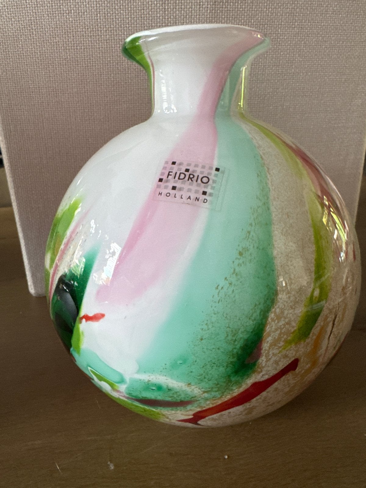 Fidrio Holland glazen vaas, kleurrijk design, Ophalen of Verzenden