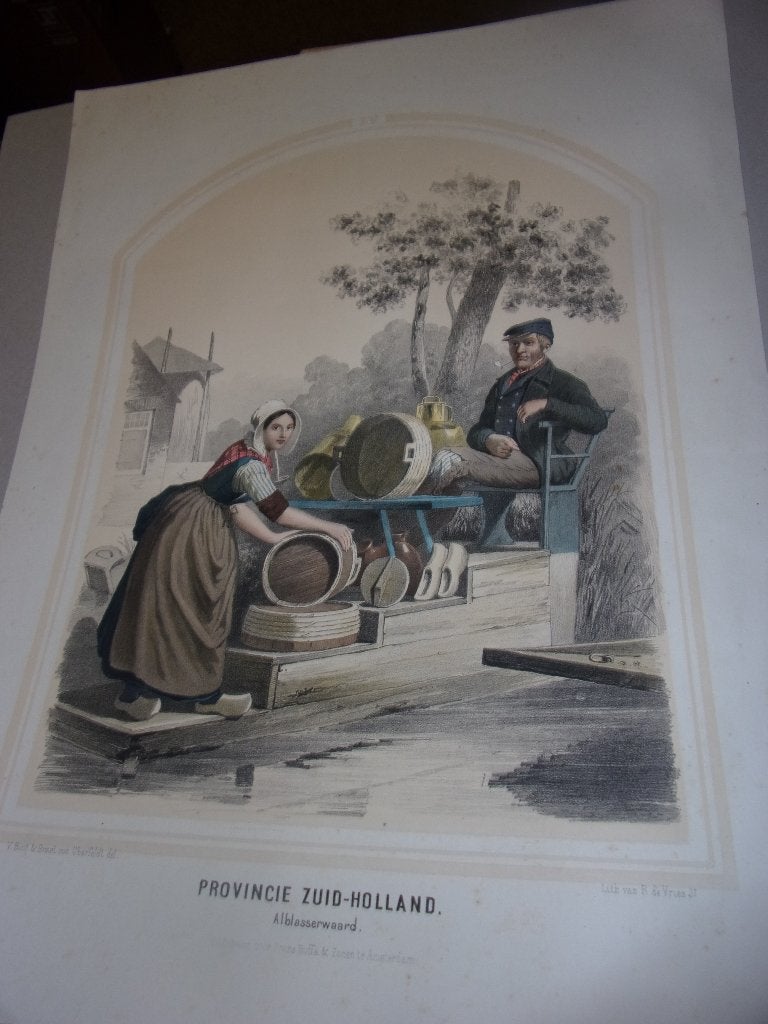 Klederdracht. Bing & Braet.Zuid-Holland. Alblasserwaard 1857, Gesigneerd, 1800 - 1899, Ophalen of Verzenden, 38 cm