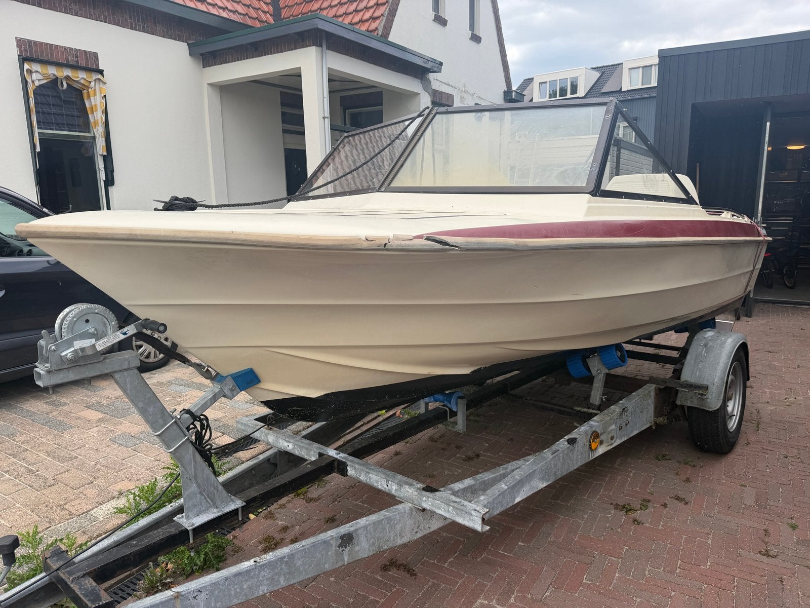 Skibsplast 15vs met 10pk Honda en trailer vaarbewijsvrij, Ophalen, Overige merken, Gebruikt, Minder dan 70 pk