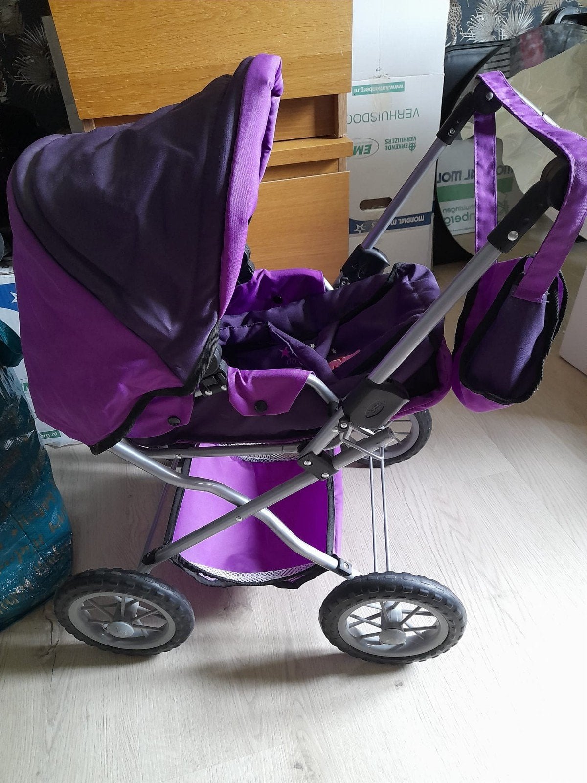 Mooie paarse poppenwagen inklapbaar en verstelbaar, Ophalen, Zo goed als nieuw, Babypop