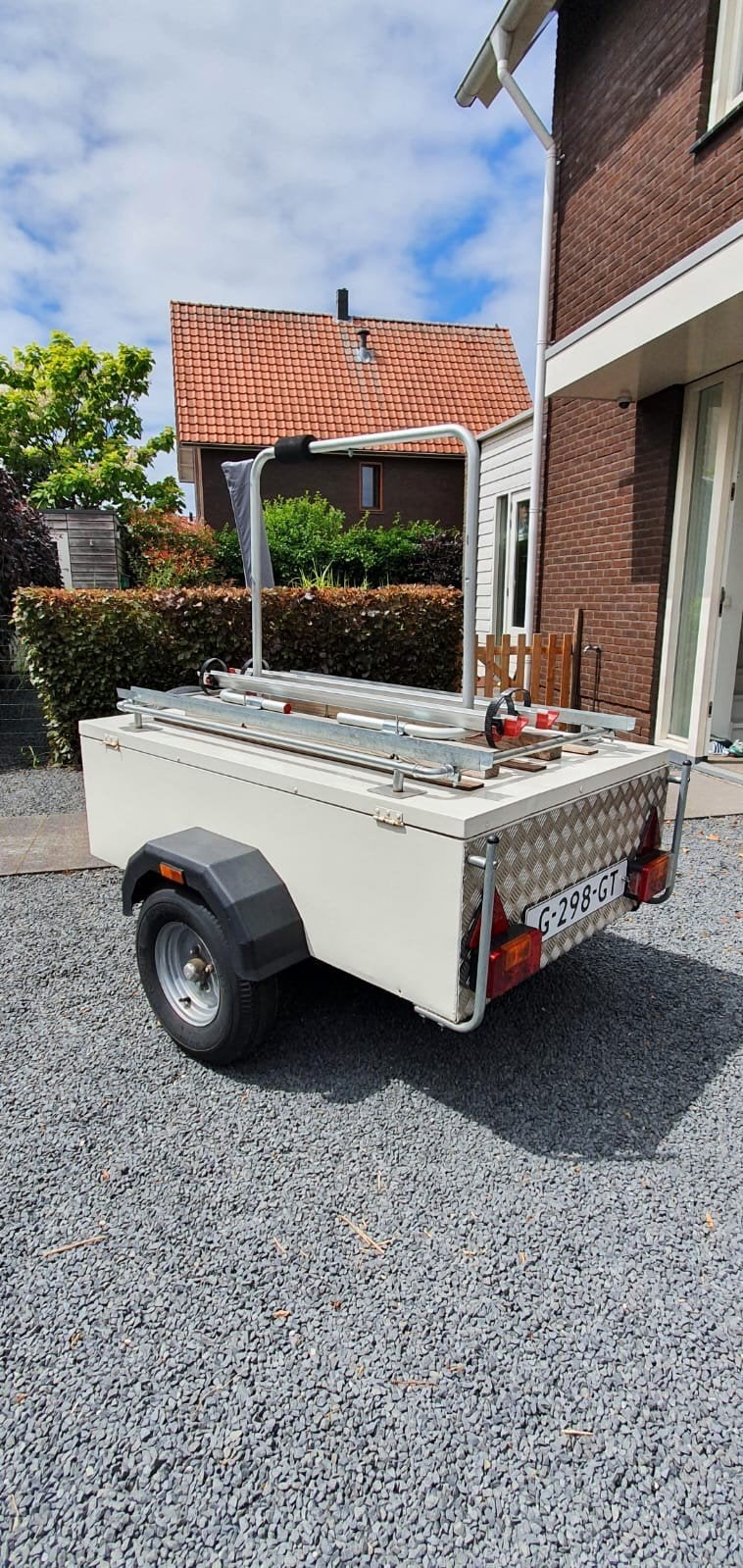 Compacte aanhanger met fietsendrager en disselslot, Ophalen of Verzenden