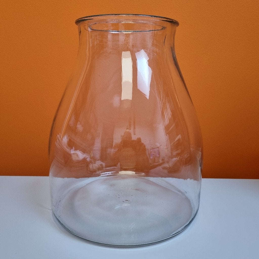 grote, transparante glazen vaas bloemenvaas, Huis en Inrichting, Ophalen of Verzenden, Transparant, 30 cm, Glas