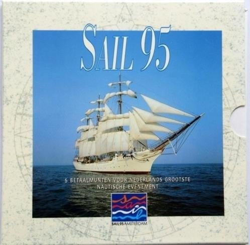 Nederland 5 betaalmunten (ECU's) Sail 95 in spec. blister, Postzegels en Munten, Penningen en Medailles, Ophalen of Verzenden