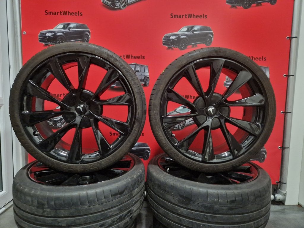 21 inch ORIGINEEL TESLA MODEL S TWIN TURBINE VELGEN BANDEN, Auto-onderdelen, Banden en Velgen, Niet ingevuld, 245 mm, Banden en Velgen
