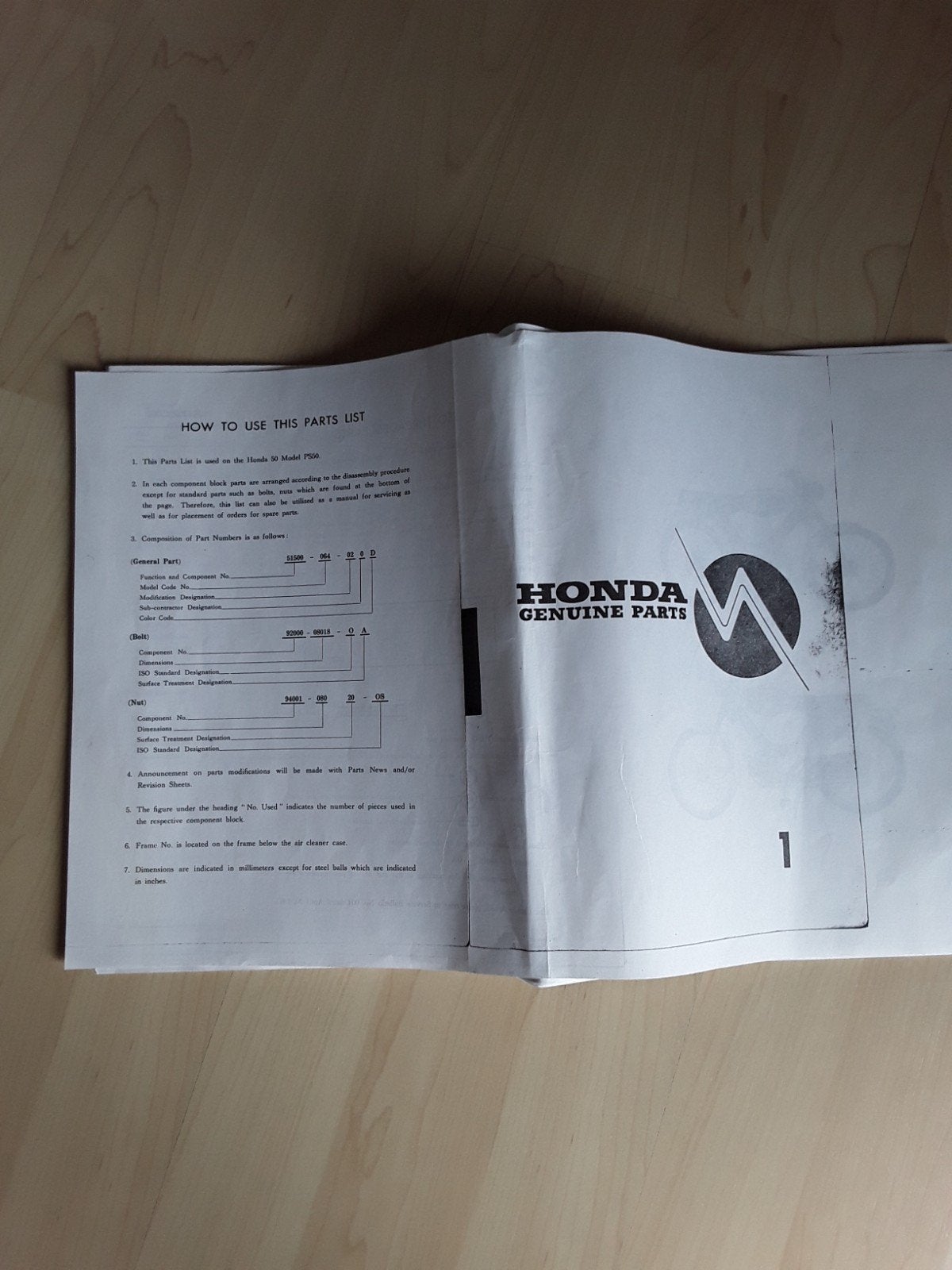Handleiding  Honda ps 50   1968, Ophalen of Verzenden, Gebruikt