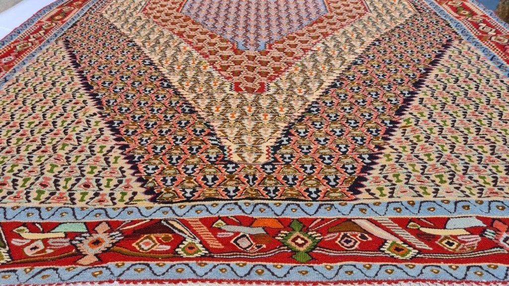 Senneh kelim Perzisch tapijt 307 x 210/wandkleed/tafelkleed, Www.simatapijten.nl, 150 tot 200 cm, Ophalen of Verzenden, Info@simatapijten.nl