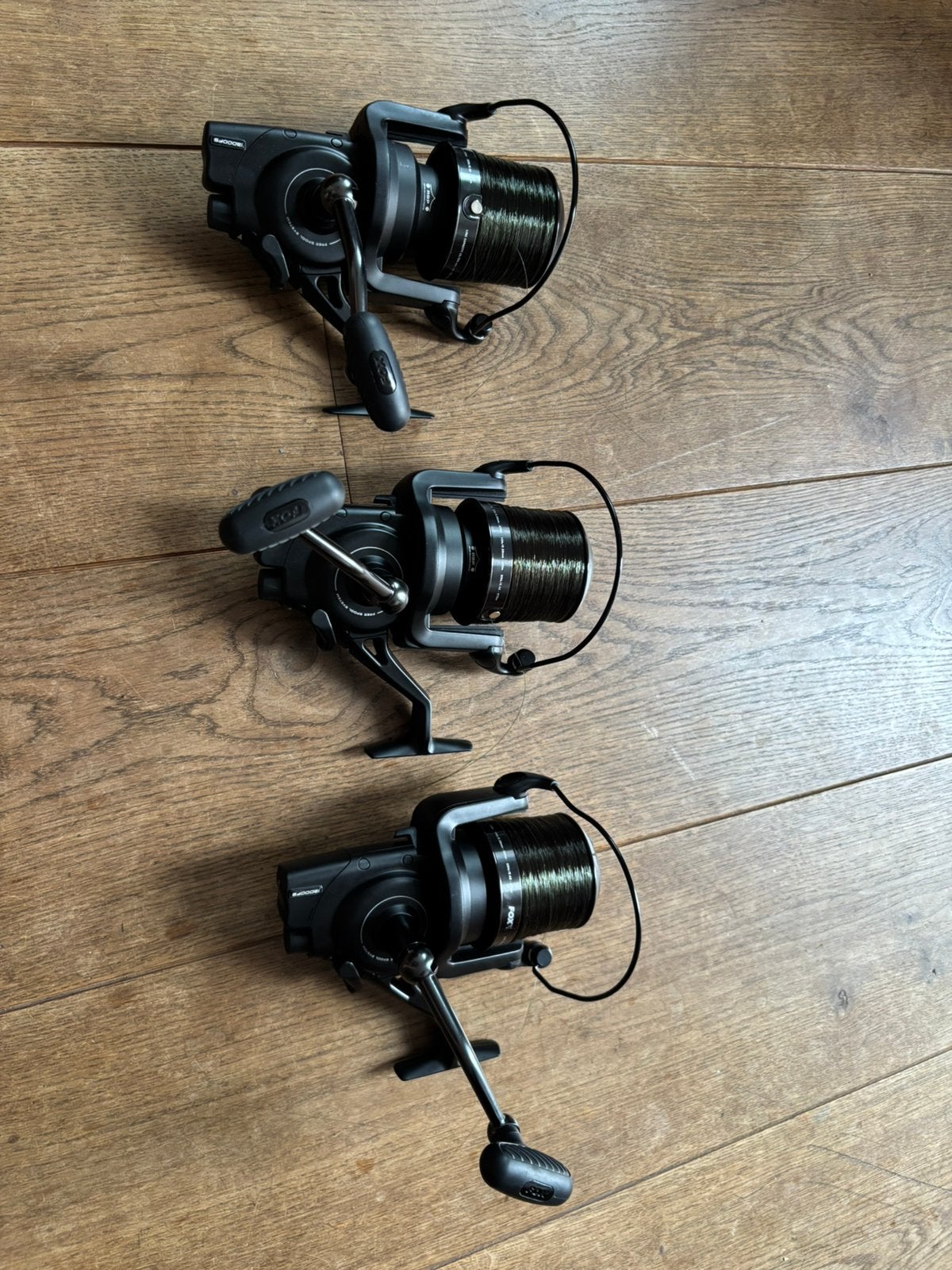 Te koop 3 nette fox eos 12000 FS baitrunners, Watersport en Boten, Ophalen of Verzenden, Zo goed als nieuw, Molen