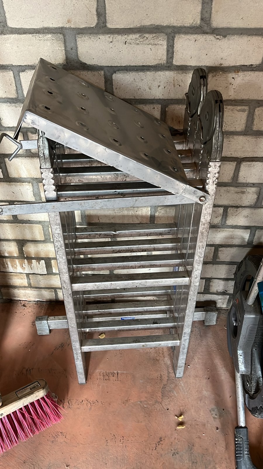 Multifunctionele aluminium ladder met platform, Ophalen, Gebruikt, Ladder, Opvouwbaar of Inschuifbaar