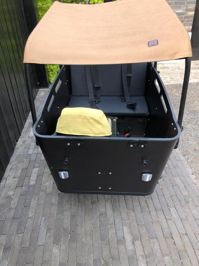 Vogue Carry 3 elektrische bakfiets matzwart/zwart bafang mid, 4 kinderen of meer, Gebruikt, Elektrisch, Ophalen