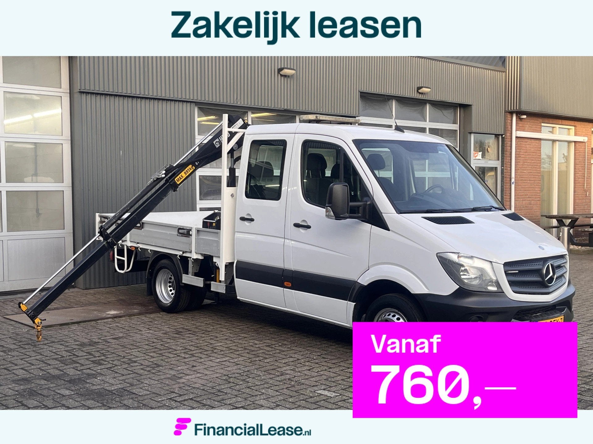 Mercedes-Benz Sprinter 513cdi 130pk DC Laadkraan Hiab 017T A, Automaat, Stof, 4 cilinders, Wit
