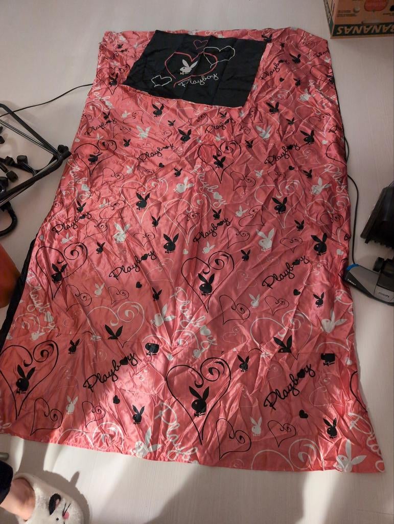 Playboy eenpersoons dekbedhoes - Roze met logo's, Gebruikt, Eenpersoons, Dekbedovertrek, Ophalen of Verzenden