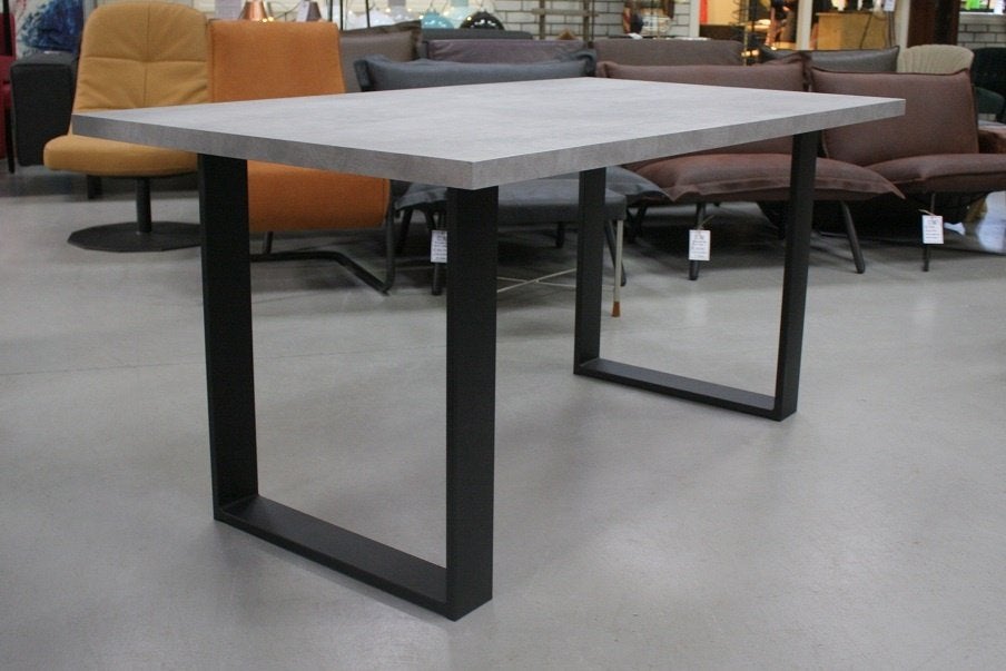 Grijze eettafel bureau metaal melamine betonlook 160x90 cm., Huis en Inrichting, Ophalen, 90 cm, 160 cm, Zo goed als nieuw