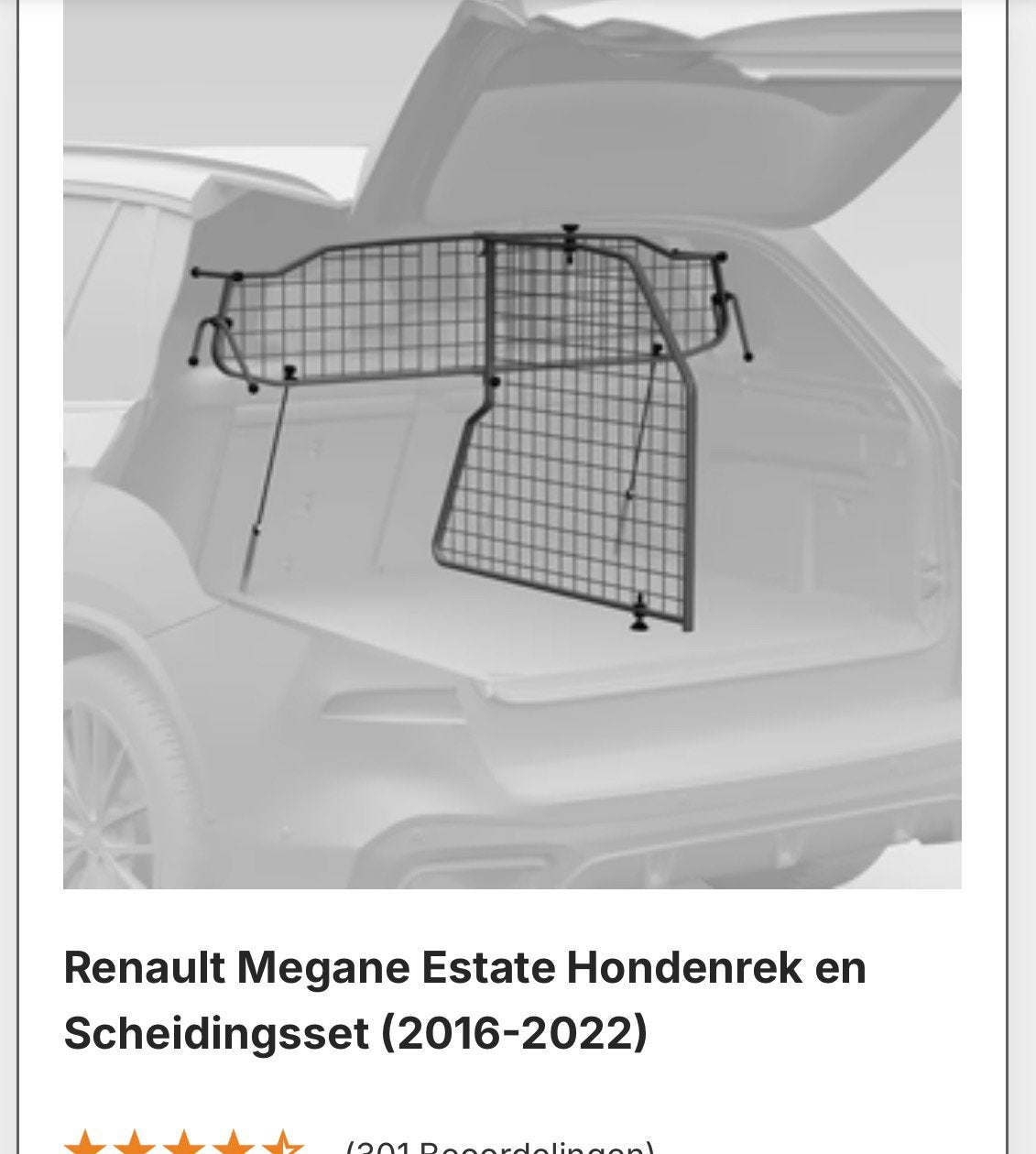 Reault Megane hondenrek en scheidinsset, Ophalen, Zo goed als nieuw