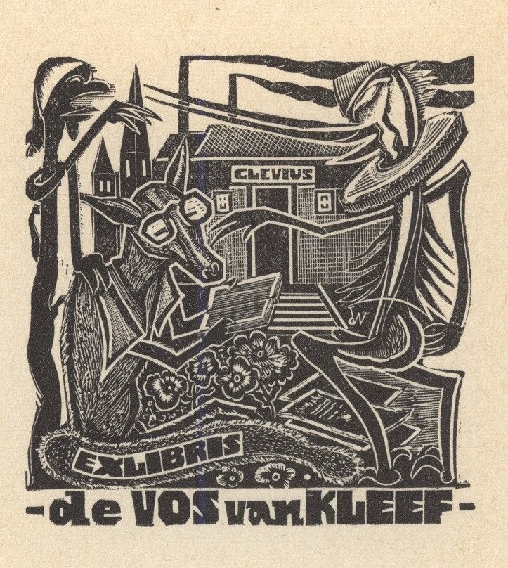 0391 Ex Libris Nederland : Cor de Wolff, 1950, Antiek en Kunst, Verzenden, Ex libris
