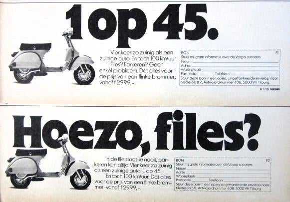 11 oude advertenties Piaggio 81-5 motor Vespa Gilera scooter, Ophalen of Verzenden, Gebruikt, Reclamebord