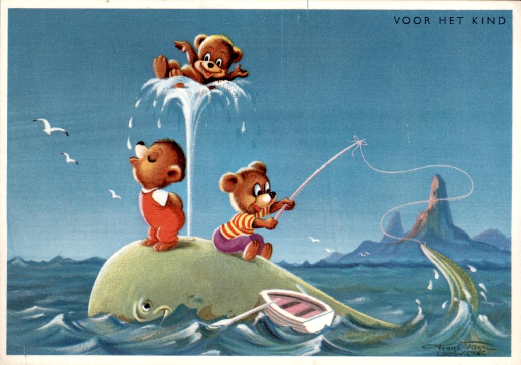 Voor het kind, beertjes op walvis, Frans van Lamsweerde, Verzenden, 1960 tot 1980, Ongelopen, Kinderen