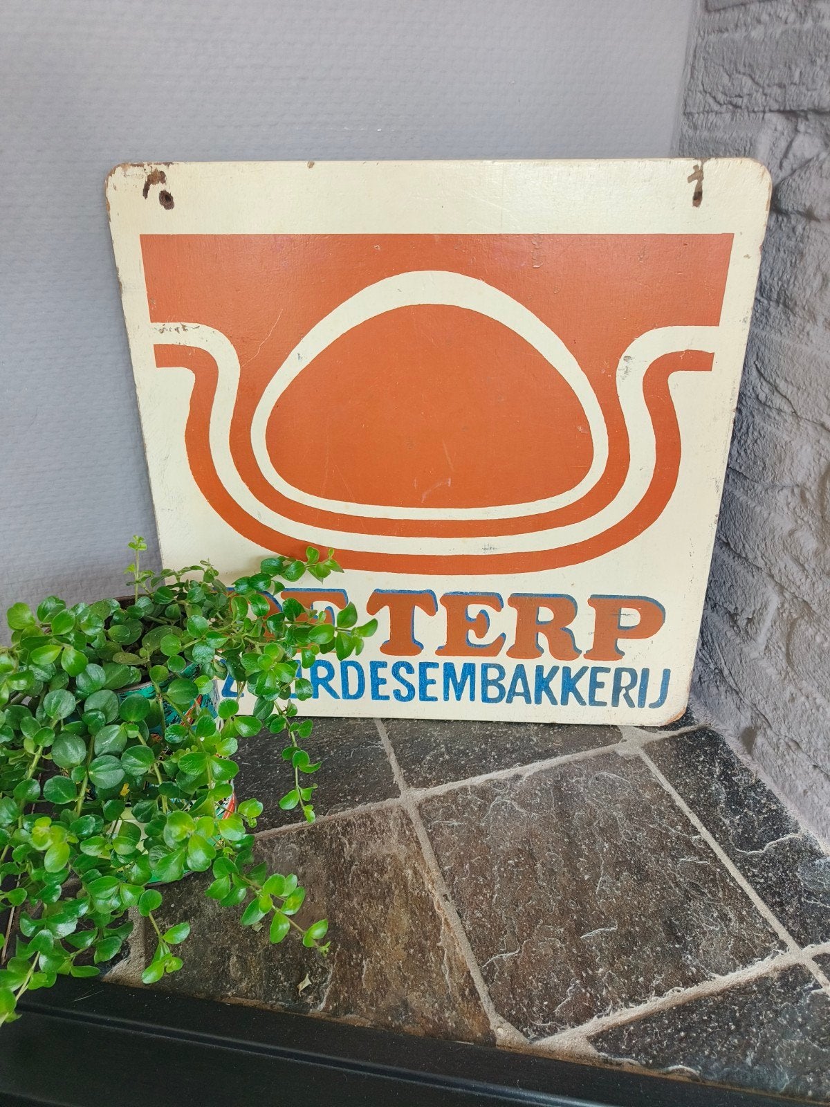 Uniek handgeschilderd bord De Terp zuurdesem bakkerij!, Ophalen of Verzenden, Gebruikt, Reclamebord