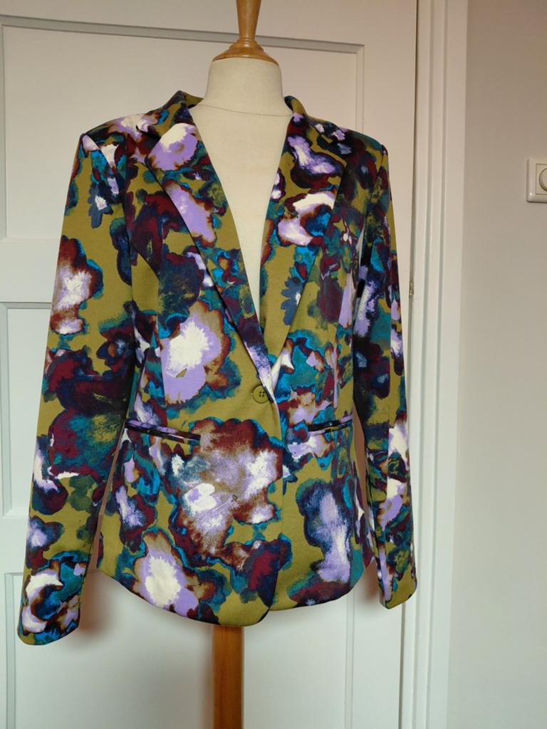 ICHI , jasje ,colbert, L,XL, ecoline print, paars,groen,, Overige kleuren, Maat 46/48 (XL) of groter, Ophalen of Verzenden, Zo goed als nieuw