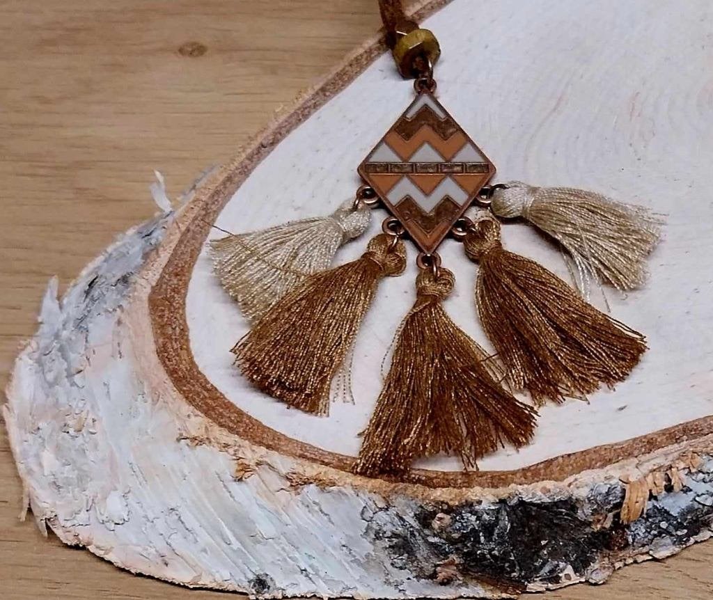 Boho Ibiza-stijl ketting met kwastjes, Ophalen of Verzenden, Nieuw, Overige kleuren, Overige materialen