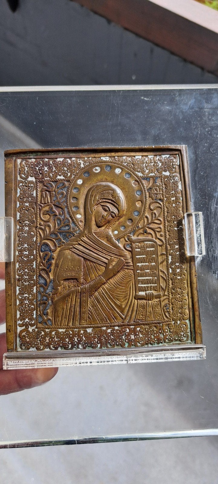 (2) Russische bronzen icoon, Antiek en Kunst, Antiek | Koper en Brons, Ophalen of Verzenden