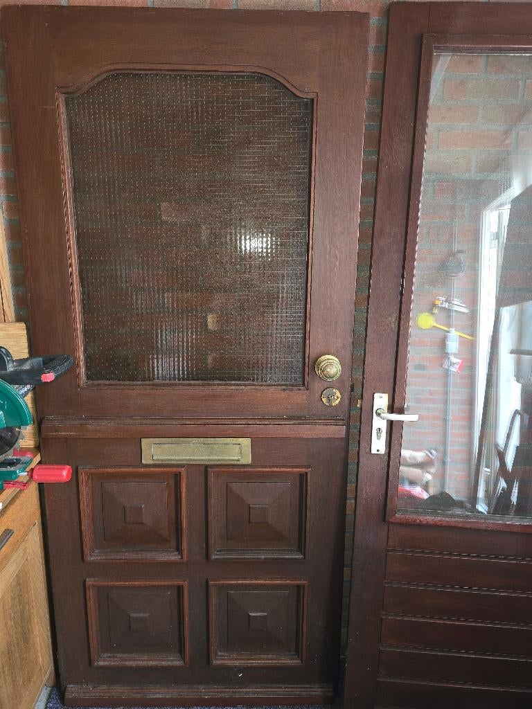 2 Hardhout deuren, Doe-het-zelf en Verbouw, Deuren en Horren, Ophalen, Gebruikt, 80 tot 100 cm, Buitendeur
