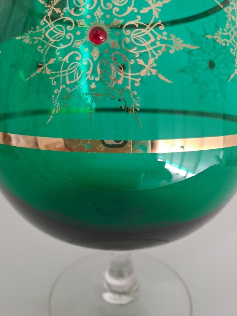 Vintage Boheems glazen bokaal 22 cm hoog, Antiek en Kunst, Ophalen of Verzenden