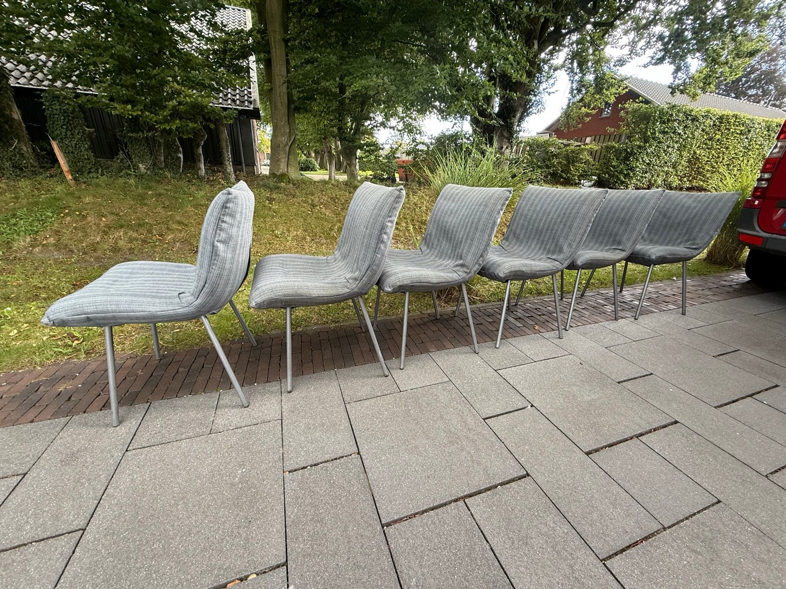 Set van 6 Ligne Roset vintage eetkamerstoelen, Ophalen, Gebruikt, Frans, Gijpsvintage