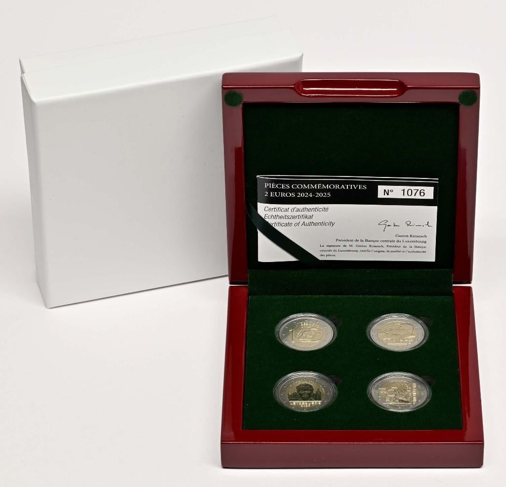 4x 2 euro Luxemburg 2024 - 2025 - Reverse Proof - in Doosje, Verzenden, Luxemburg, 2 euro, Setje